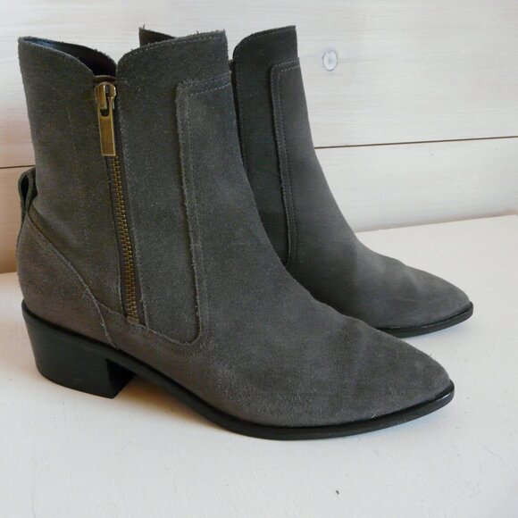Ladies Cole Haan Grand OS Zip Boots 7 B Gray Suede Ankle Boots - Picture 1 of 13
